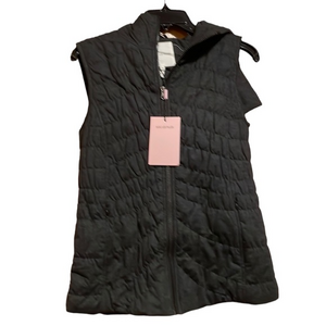 Avec Les Filles Women’s Quilted Vest Hooded Ski‎ Resort Charcoal XS NWT Pockets